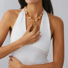 Jewelry Alloy Heart Geometric Clavicle Chain Electroplating Imitation Pearl Beaded Pendant Necklace Sweet Style