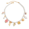 Jewelry Alloy Heart Geometric Clavicle Chain Electroplating Imitation Pearl Beaded Pendant Necklace Sweet Style