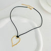 Jewelry Alloy Heart Geometric Hollow Pendant Necklace Women's Wax Rope Electroplating