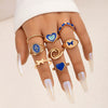 Jewelry Alloy Heart Geometric Oil Drop Ring Sixpiece Set