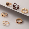 Jewelry Alloy Heart Geometric Oil Drop Ring Sixpiece Set