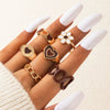 Jewelry Alloy Heart Geometric Oil Drop Ring Sixpiece Set