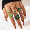 Jewelry Alloy Heart Geometric Oil Drop Ring Sixpiece Set