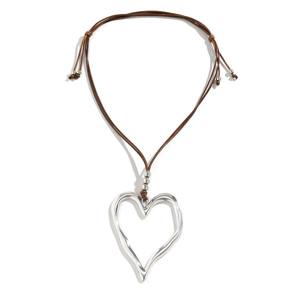 Jewelry Alloy Heart Geometric Pendant Necklace Electroplated Wax Line For Women