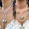 Jewelry Alloy Heart Pendant Pearl Chain Electroplating Sweet Style Women
