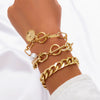 Jewelry Alloy Heart Rhinestone Beaded Bracelet Retro Light Luxury Style Electroplating