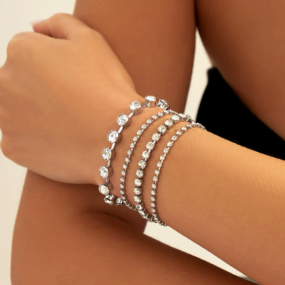 Jewelry Alloy Heart Rhinestone Beaded Bracelet Retro Light Luxury Style Electroplating