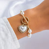 Jewelry Alloy Heart Rhinestone Beaded Bracelet Retro Light Luxury Style Electroplating