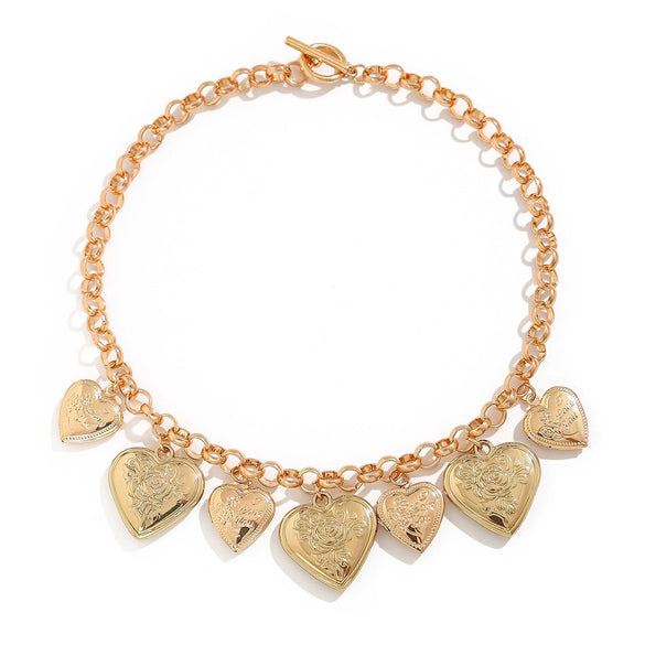 Jewelry Alloy Heart Shape Exaggerated Electroplated Clavicle Chain Necklace