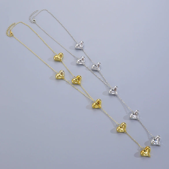 Jewelry Alloy Heart Shape Tassel Electroplated Sweater Chain Accessories For Women