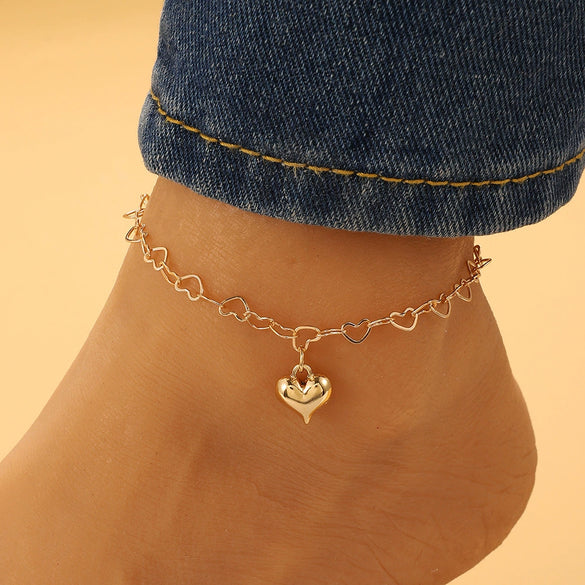 Jewelry Alloy Heart Shaped Women's Anklet Simple Fashion Bohemian Style