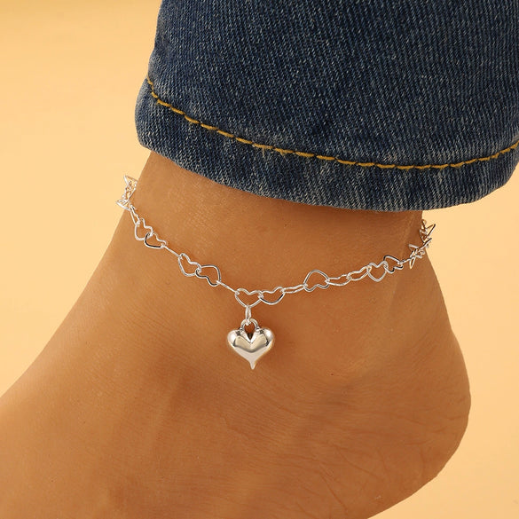 Jewelry Alloy Heart Shaped Women's Anklet Simple Fashion Bohemian Style