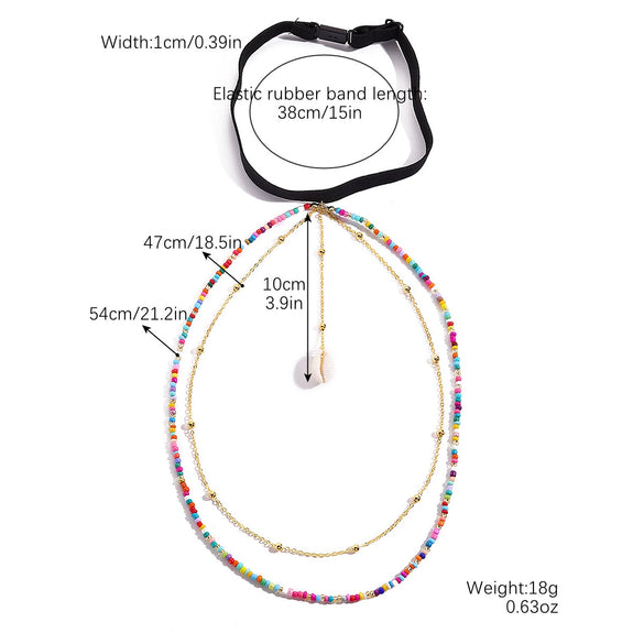 Jewelry Alloy Heart Thigh Chain Women's Bohemian Multilayer Elastic Rice Beads Style