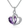 Jewelry Alloy Heartshaped Geometric Blue Purple Crystal Electroplated Clavicle Chain