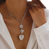 Jewelry Alloy Heartshaped Pendant Clavicle Chain With Zircon And Electroplating For Women
