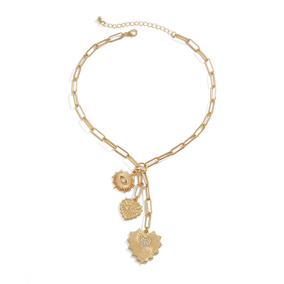 Jewelry Alloy Heartshaped Pendant Clavicle Chain With Zircon And Electroplating For Women