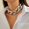 Jewelry Alloy Hiphop Punk Hollowout Water Wave Chain Necklace With Geometric Design And Electroplating For Women