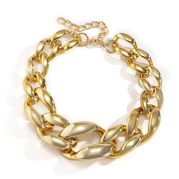 Jewelry Alloy Hiphop Punk Hollowout Water Wave Chain Necklace With Geometric Design And Electroplating For Women