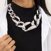 Jewelry Alloy Hiphop Punk Hollowout Water Wave Chain Necklace With Geometric Design And Electroplating For Women