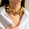 Jewelry Alloy Hiphop Punk Hollowout Water Wave Chain Necklace With Geometric Design And Electroplating For Women