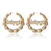 Jewelry Alloy Hiphop Punk Round Bamboo Electroplated Heart Shape Stud Earrings For Women