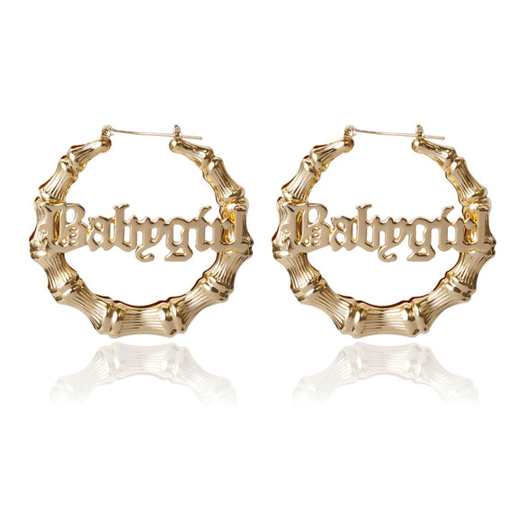 Jewelry Alloy Hiphop Punk Round Bamboo Electroplated Heart Shape Stud Earrings For Women
