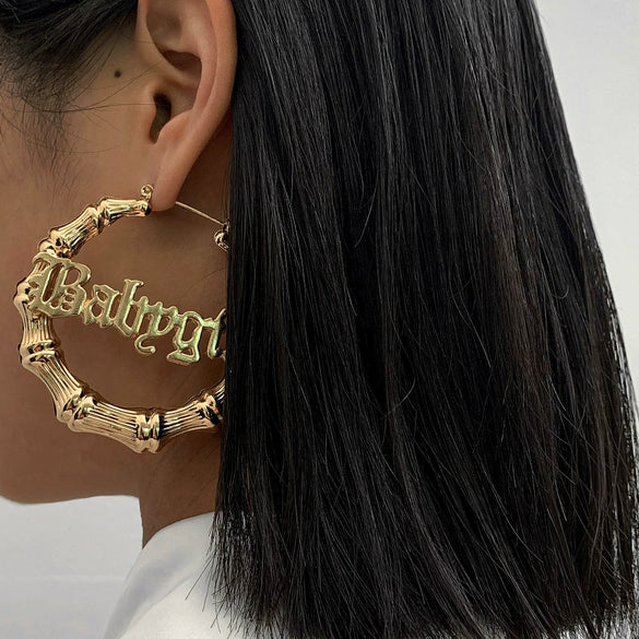 Jewelry Alloy Hiphop Punk Round Bamboo Electroplated Heart Shape Stud Earrings For Women