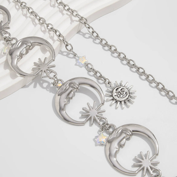 Jewelry Alloy Hollow Love Crescent Waist Chain Retro Style