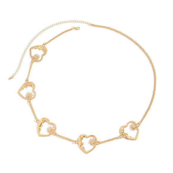 Jewelry Alloy Hollow Love Crescent Waist Chain Retro Style