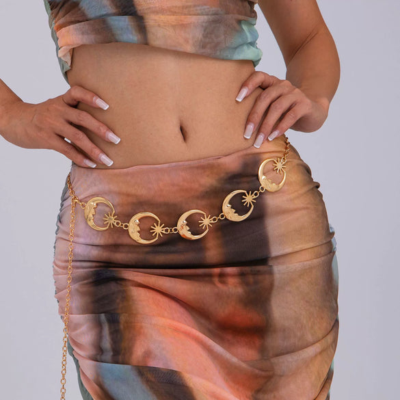 Jewelry Alloy Hollow Love Crescent Waist Chain Retro Style