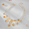 Jewelry Alloy Imitation Pearl Acrylic Butterfly Sunflower Heart Shape Geometric Clavicle Chain Electroplated