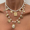 Jewelry Alloy Imitation Pearl Acrylic Butterfly Sunflower Heart Shape Geometric Clavicle Chain Electroplated