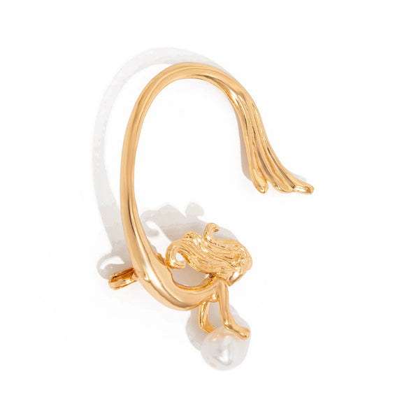 Jewelry Alloy Imitation Pearl Angel Mermaid Ear Clip Ins Style Electroplating