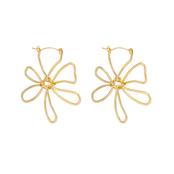 Jewelry Alloy Imitation Pearl Big Flower Geometric Diamond Earrings For Women