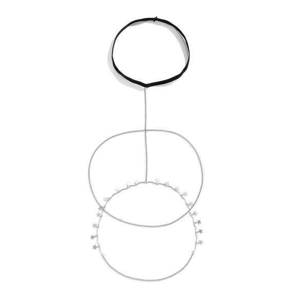 Jewelry Alloy Imitation Pearl Body Chain And Thigh Chain With Star Rhinestone Tassel Simple Sexy Style For Women