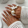 Jewelry Alloy Imitation Pearl Geometric Baroque Style Electroplating Ring Set