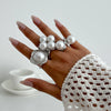 Jewelry Alloy Imitation Pearl Geometric Baroque Style Electroplating Ring Set