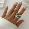 Jewelry Alloy Imitation Pearl Geometric Corrugated Irregular Oval Winding Ring Electroplated For Women