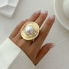 Jewelry Alloy Imitation Pearl Geometric Corrugated Irregular Oval Winding Ring Electroplated For Women