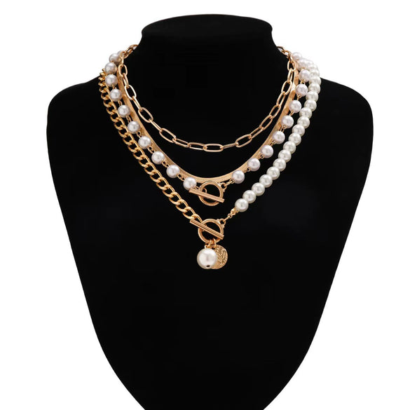 Jewelry Alloy Imitation Pearl Geometric Love Cross Butterfly Necklace For Women