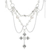 Jewelry Alloy Imitation Pearl Geometric Love Cross Butterfly Necklace For Women