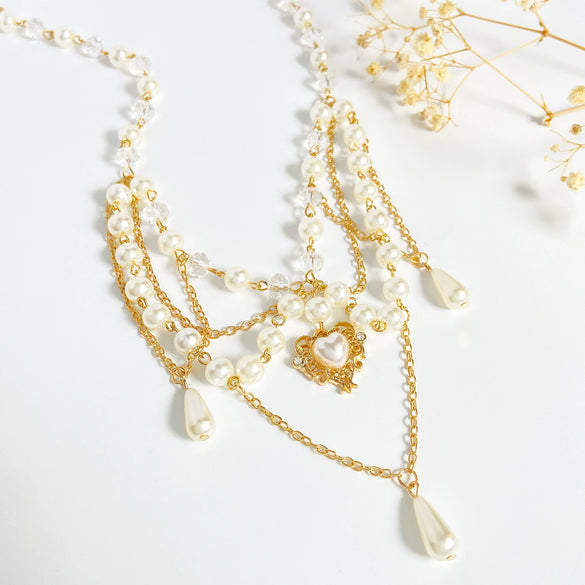 Jewelry Alloy Imitation Pearl Geometric Love Cross Butterfly Necklace For Women