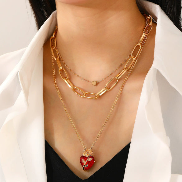 Jewelry Alloy Imitation Pearl Geometric Love Cross Butterfly Necklace For Women