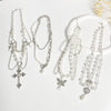 Jewelry Alloy Imitation Pearl Geometric Love Cross Butterfly Necklace For Women