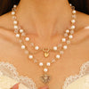 Jewelry Alloy Imitation Pearl Geometric Love Cross Butterfly Necklace For Women