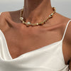 Jewelry Alloy Imitation Pearl Geometric Shaped Copper Clad Iron Chain Electroplated Necklace For Women