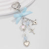 Jewelry Alloy Imitation Pearl Love Bow Ribbon Key Chain Pendant With Electroplating