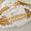 Jewelry Alloy Imitation Pearl Multilayer Clavicle Chain Water Drop Necklace Geometric Style Electroplating