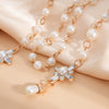 Jewelry Alloy Imitation Pearl Rhinestones Geometric Cross Chain Electroplated Necklace For Women