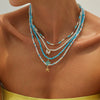 Jewelry Alloy Imitation Pearl Shell Ball Chain Multilayer Necklace With Animal Zodiac Pattern Electroplated For Women